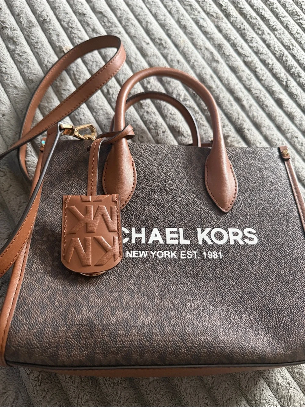 Michael Kors Chocolate Brown Logo Satchel with Crossbody Strap